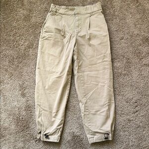 Alice and Olivia Classics Tan Khaki Cinch Drawstring Cuff Ankle Trouser Pants